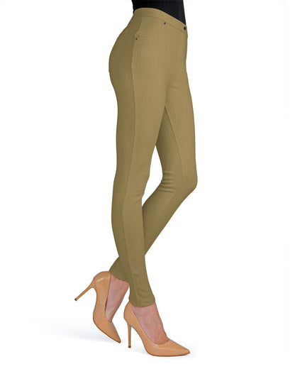 Lisse Chino Cotton Blend Leggings : Color: Khaki