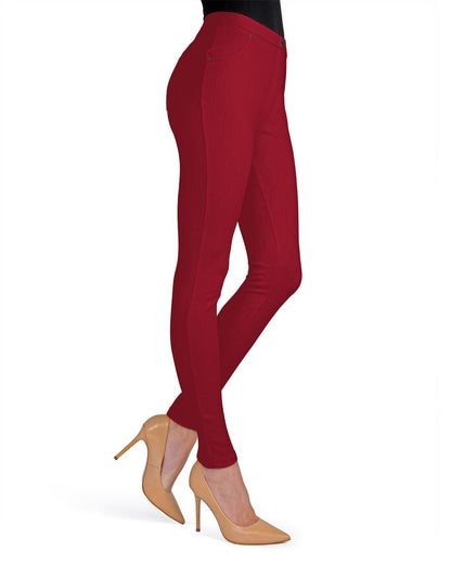 Lisse Chino Cotton Blend Leggings : Color: Red