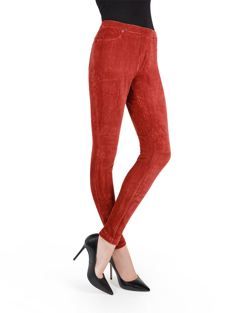 Ankle-length Corduroy Pants - Red - Ladies