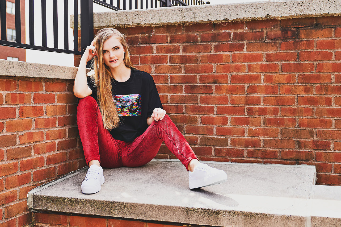 Wide-Rib Stretch Corduroy Leggings : Color: Fired Brick