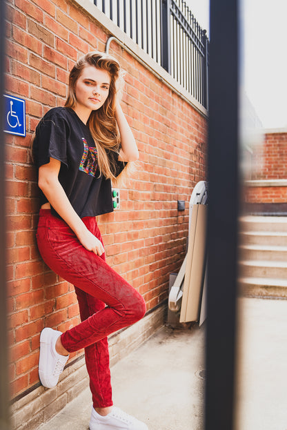 Wide-Rib Stretch Corduroy Leggings : Color: Fired Brick