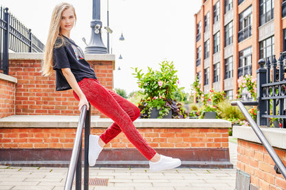 Wide-Rib Stretch Corduroy Leggings : Color: Fired Brick
