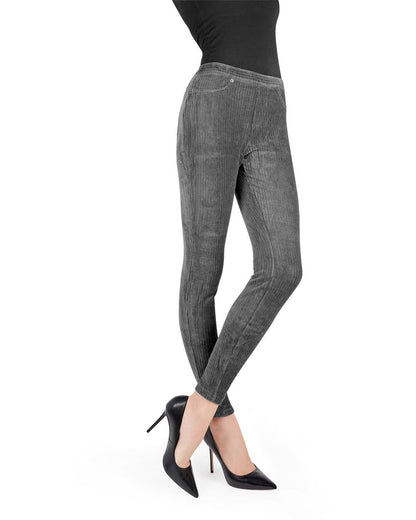 Wide-Rib Stretch Corduroy Leggings : Color: Gray