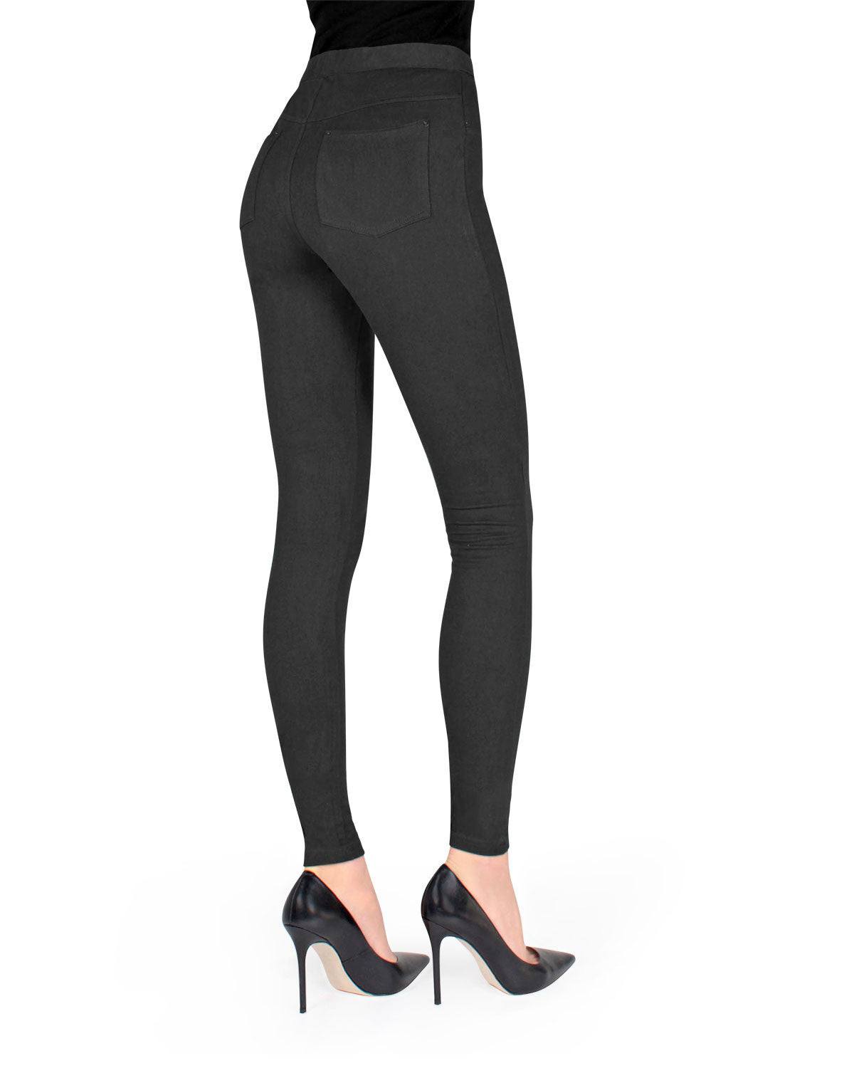 Pants-Style Cotton Blend Leggings : Color: Black