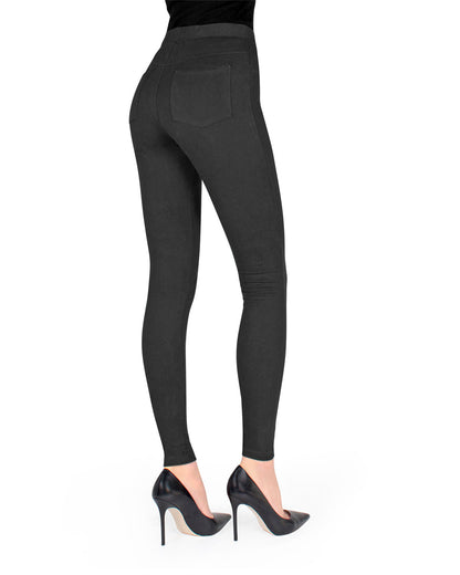 Pants-Style Cotton Blend Leggings : Color: Black