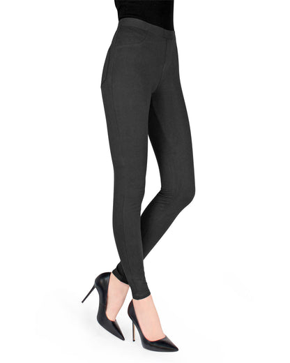 Pants-Style Cotton Blend Leggings : Color: Black