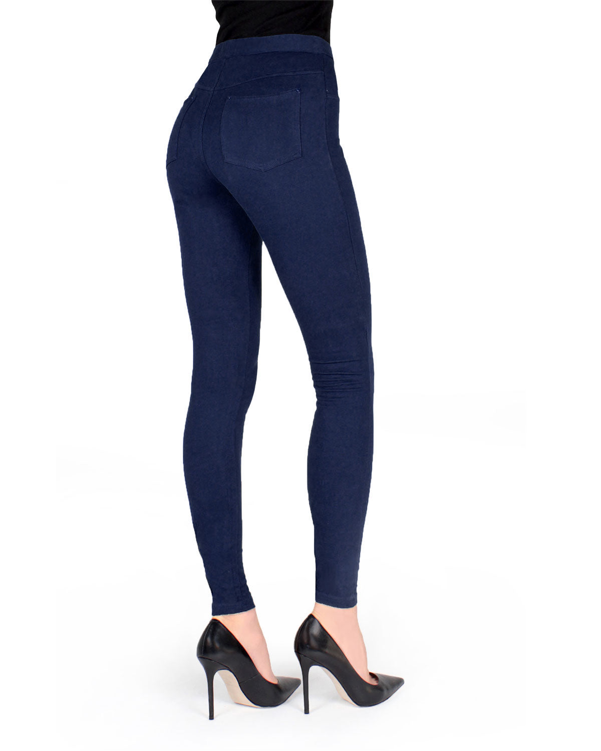 Pants-Style Cotton Blend Leggings : Color: Navy