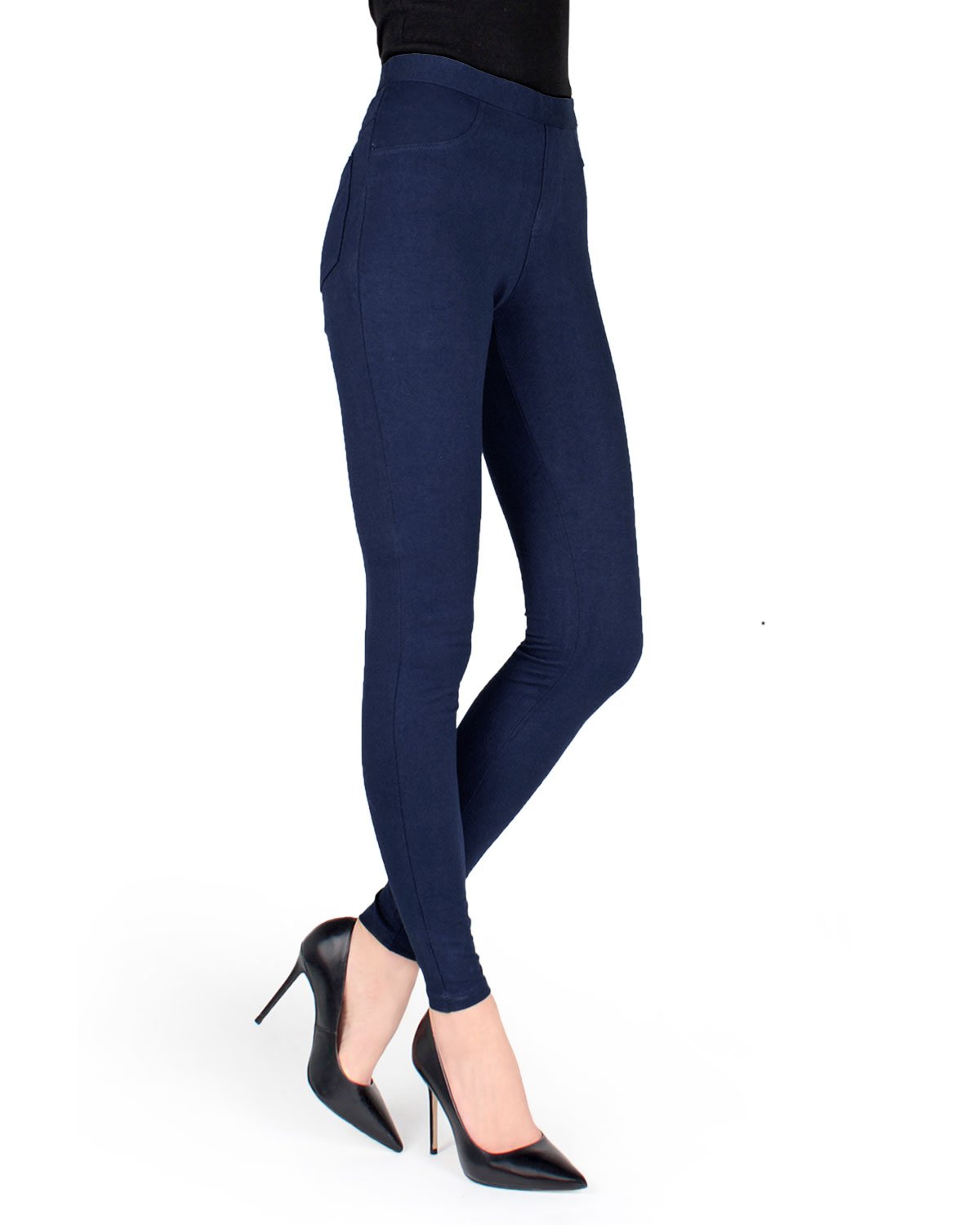 Pants-Style Cotton Blend Leggings : Color: Navy