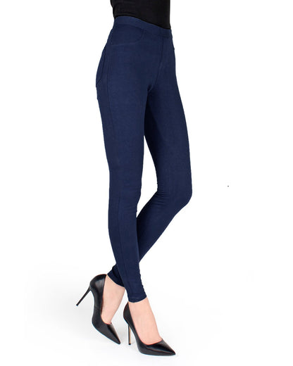 Pants-Style Cotton Blend Leggings : Color: Navy
