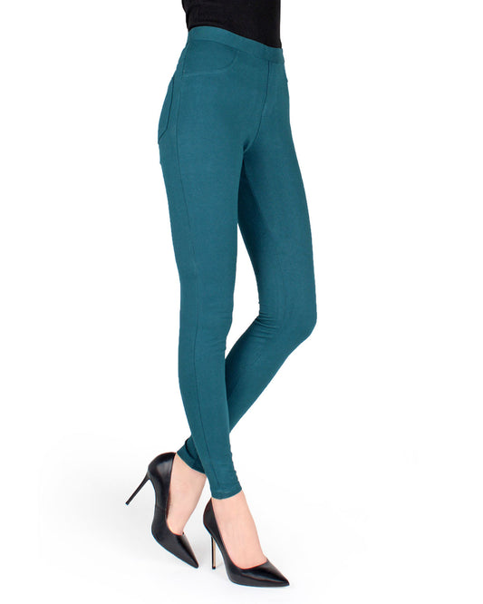 Pants-Style Cotton Blend Leggings : Color: Reflecting Pond