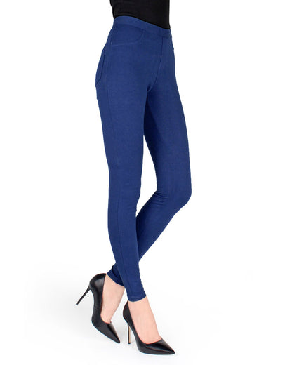 Pants-Style Cotton Blend Leggings : Color: Blue Denim