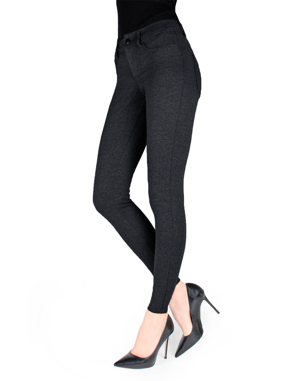 Women's Faux Denim Ponte Leggings : Color: Dark Gray Heather