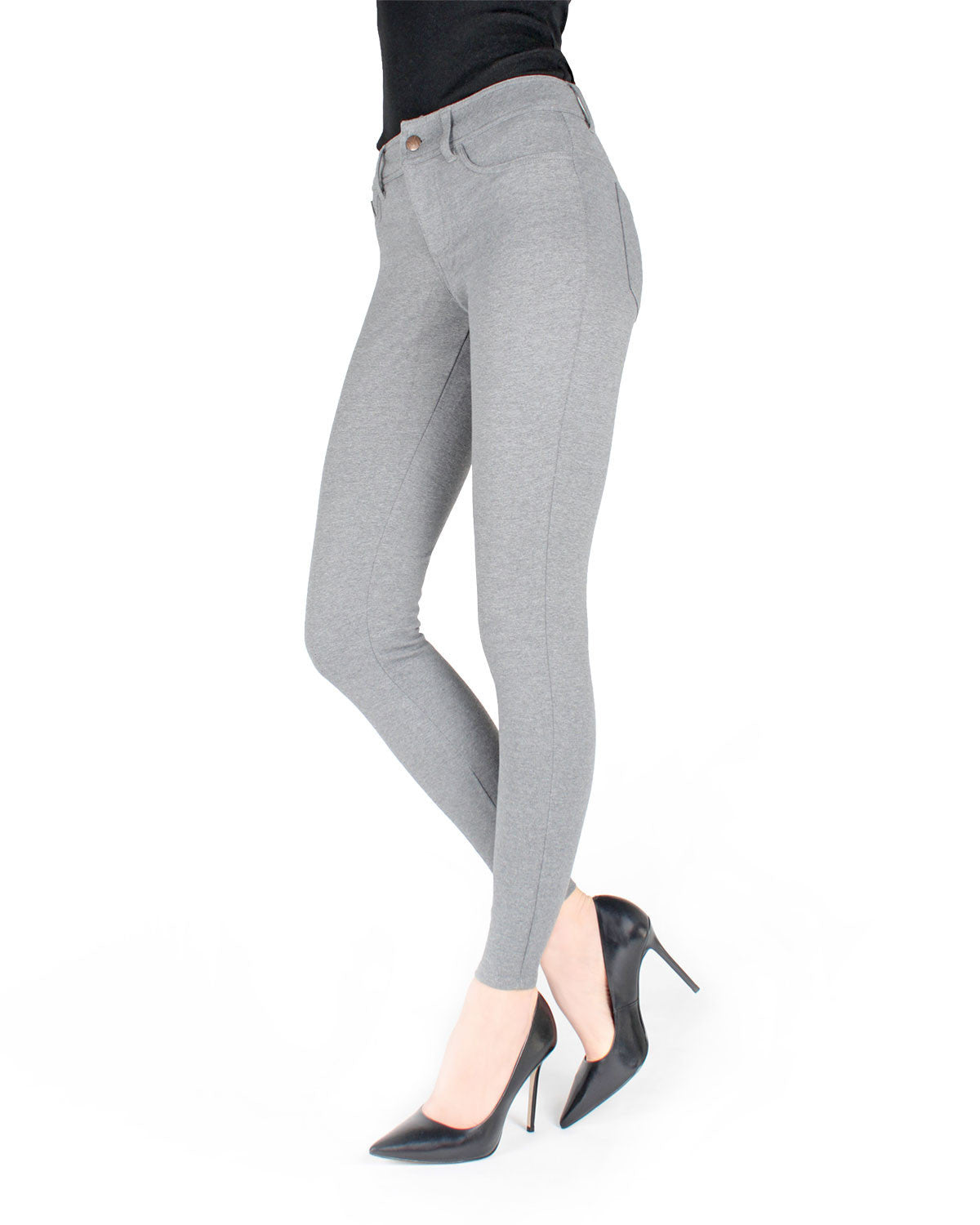 Women's Faux Denim Ponte Leggings : Color: Medium Gray Heather