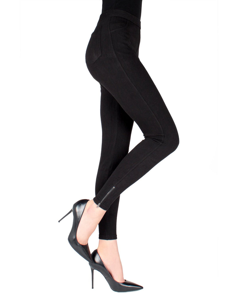 Jules & Leopold Black Dressy Leggings Women's size Medium Zip side NWT 