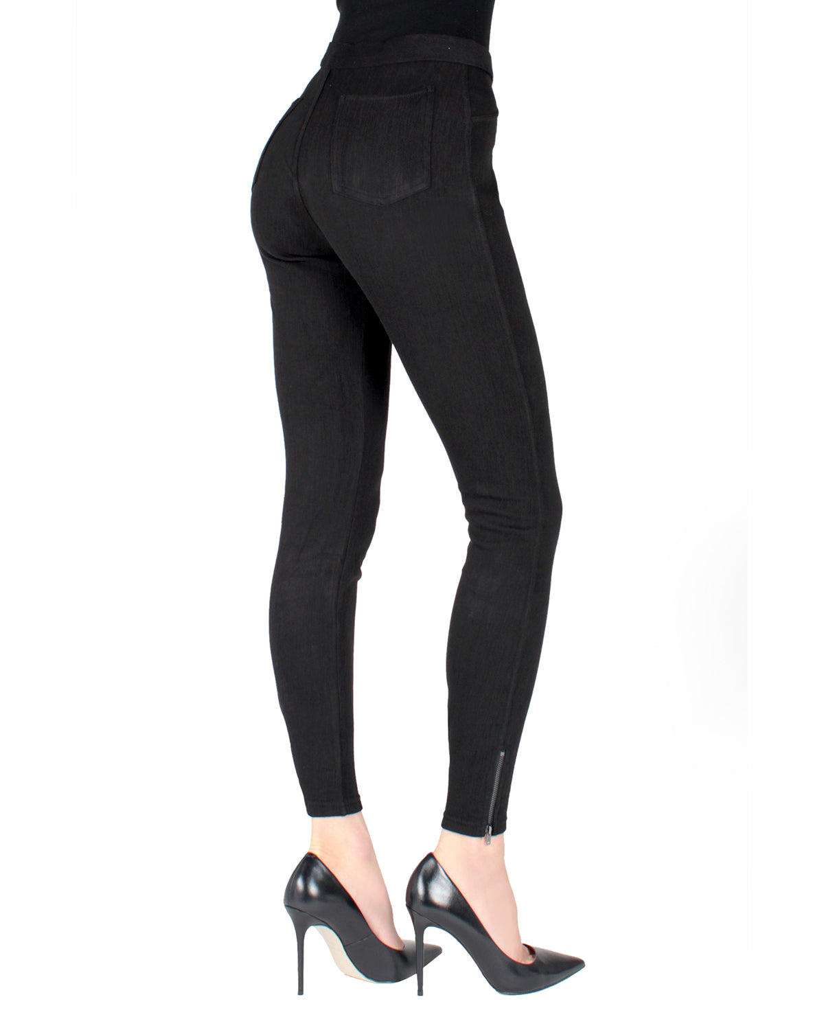 Women's Zipper Ankle Jean Leggings : Color: Black