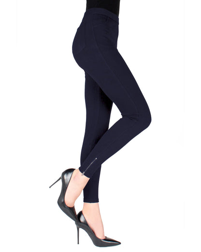 Women's Zipper Ankle Jean Leggings : Color: Dark Navy