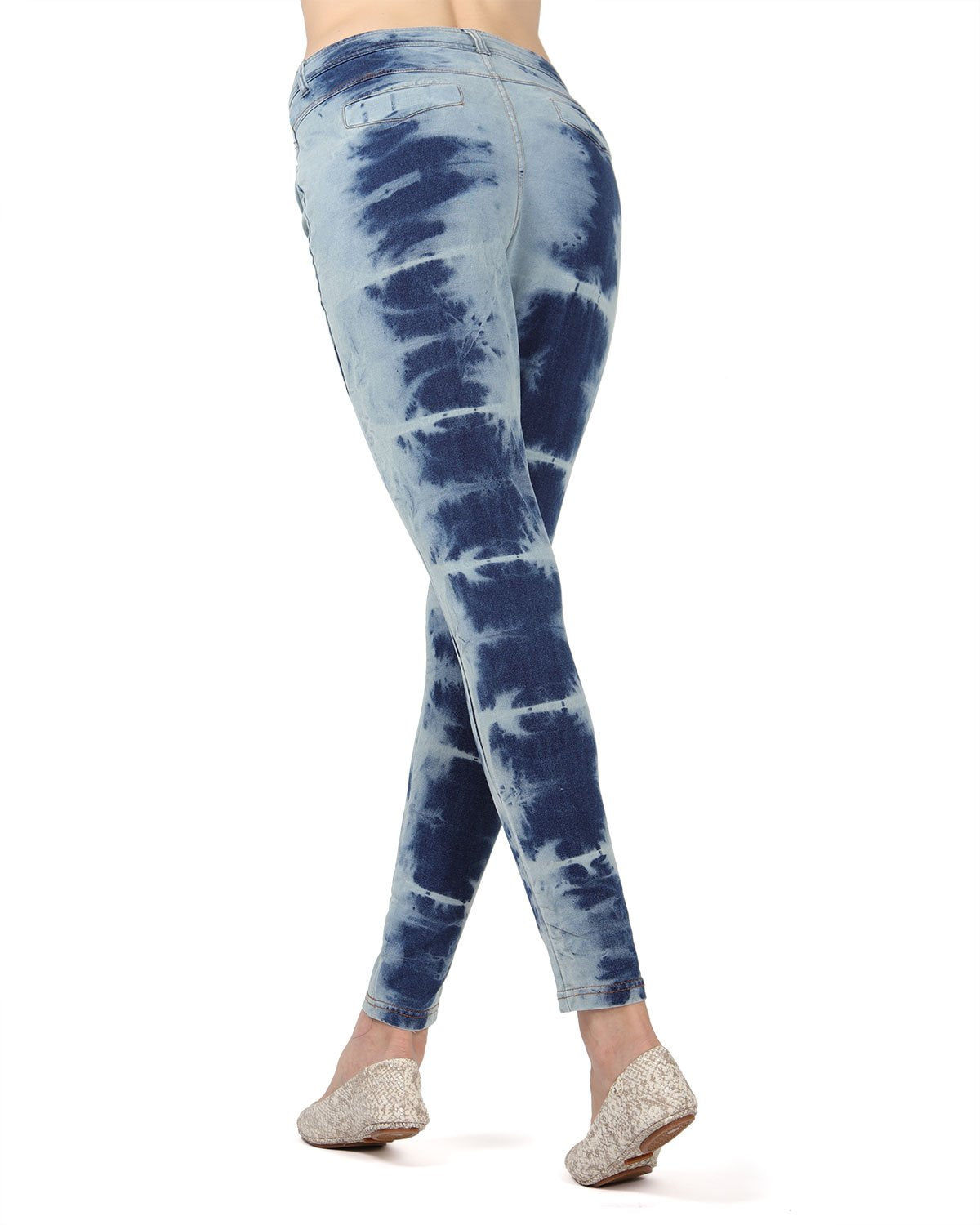 Vintage 80's Style Acid Wash Jean Leggings : Color: Blue Denim