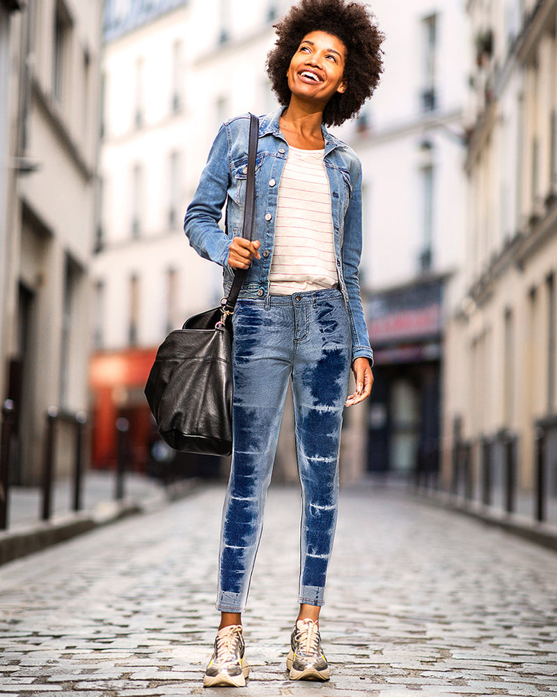 Womens 80s Outfit Women's Denim Print Jeans Look Like Leggings