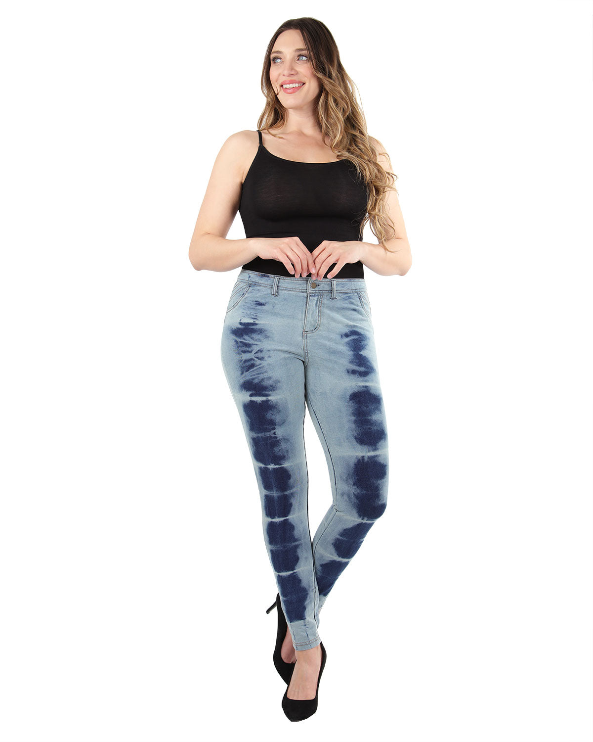 Vintage 80's Style Acid Wash Jean Leggings : Color: Blue Denim