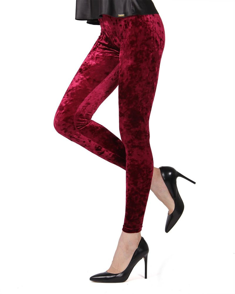 Buy Missby Women Stretch Velvet Leggings - Premium Soft Velour Warm Winter  Solid Basic Pants (Burgundy) at