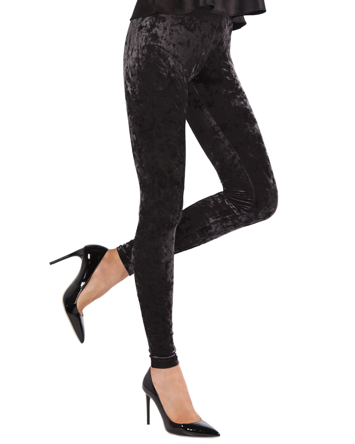 Crushed Velvet Stretch Leggings : Color: Black