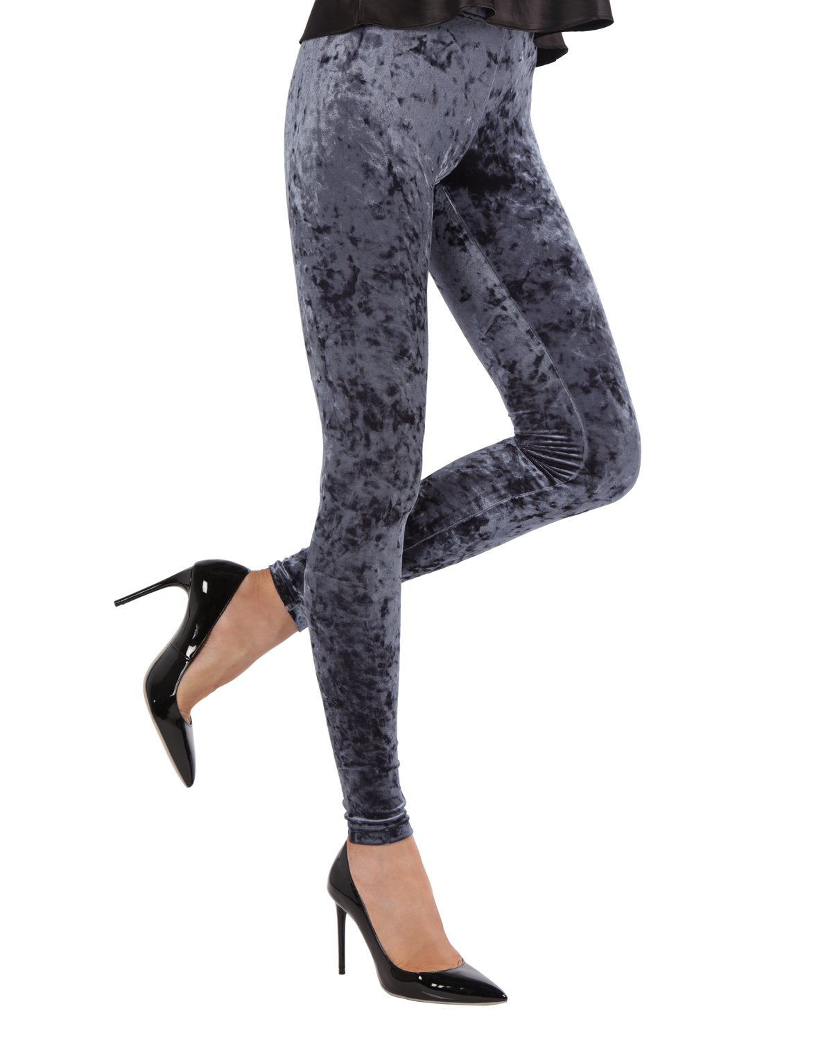 Crushed Velvet Stretch Leggings : Color: Navy