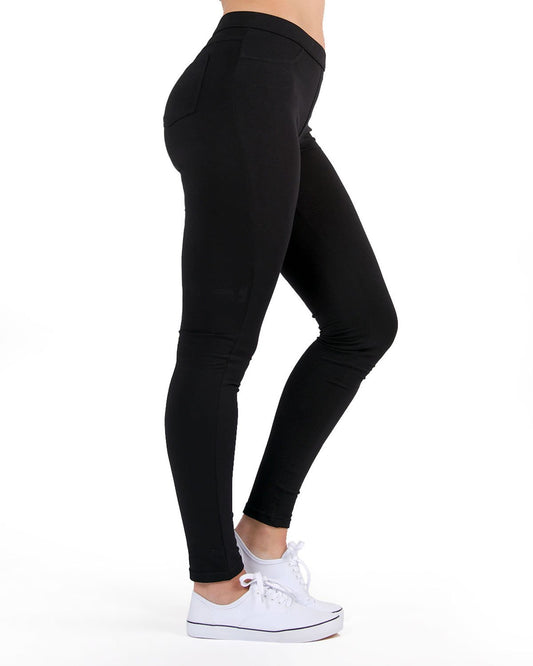 French Terry Cotton Blend Yoga Pants : Color: Black