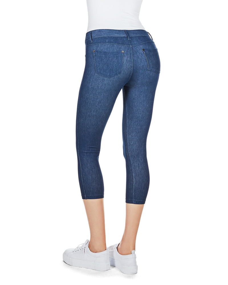 Moa Collection Women's Plus Size Casual Comfy Slim Pocket Jeggings Jeans  Capri Leggings Pants