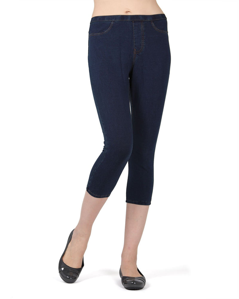 vbnergoie Women's Capris Imitation Jeans Leggings High Waist