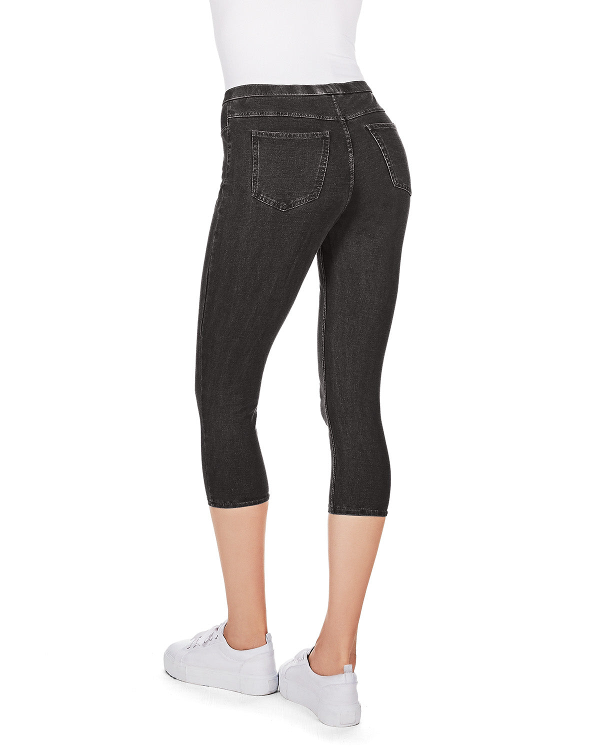 Priga Denim Cotton Capri Jean Leggings : Color: Black