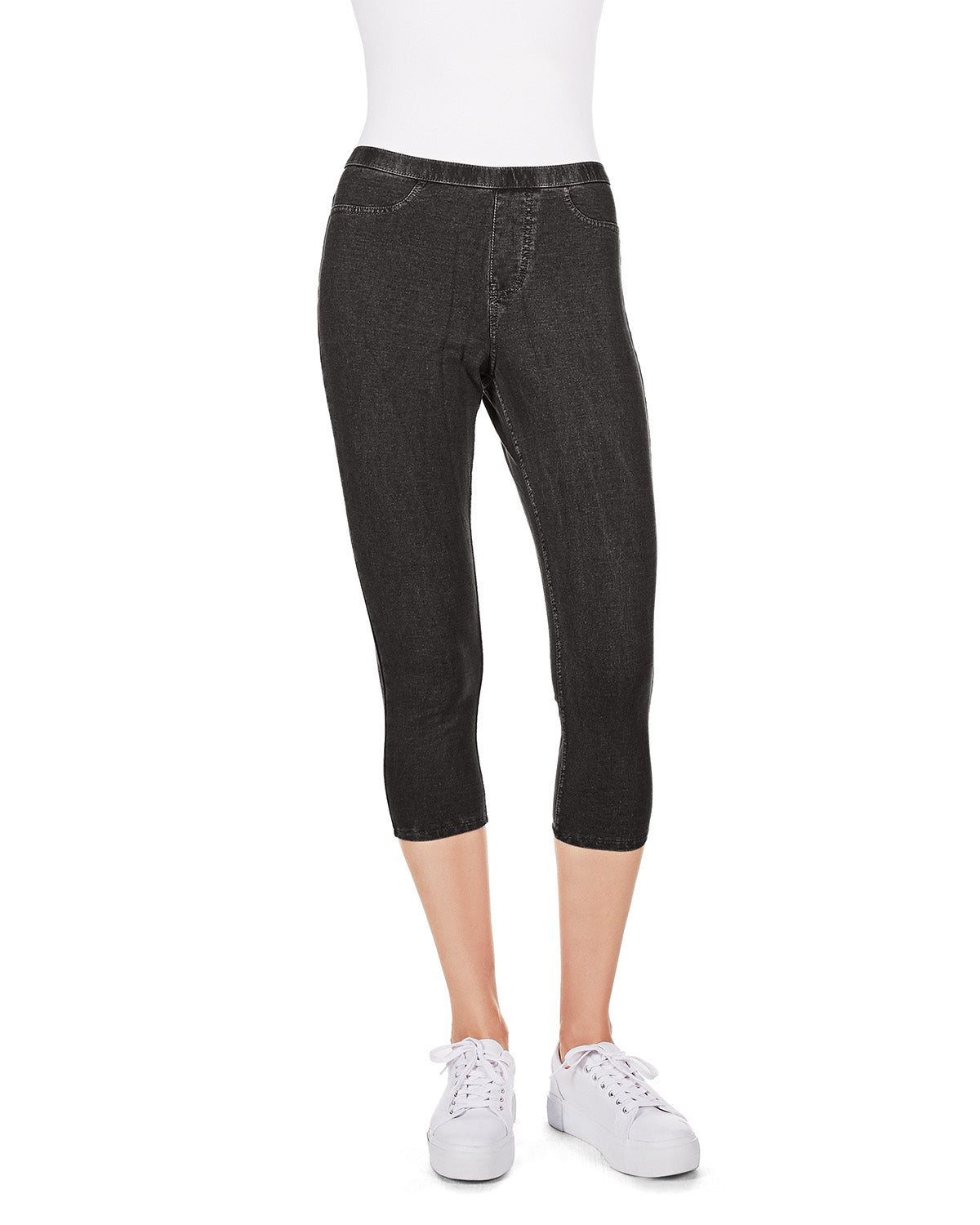 Priga Denim Cotton Capri Jean Leggings : Color: Black