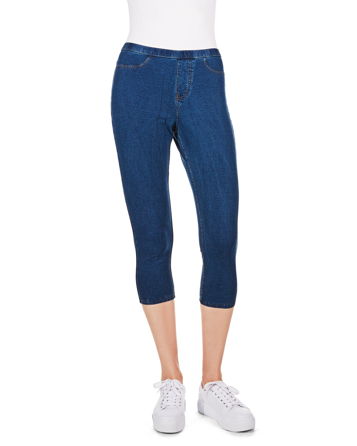 Priga Denim Cotton Capri Jean Leggings : Color: Medium Wash