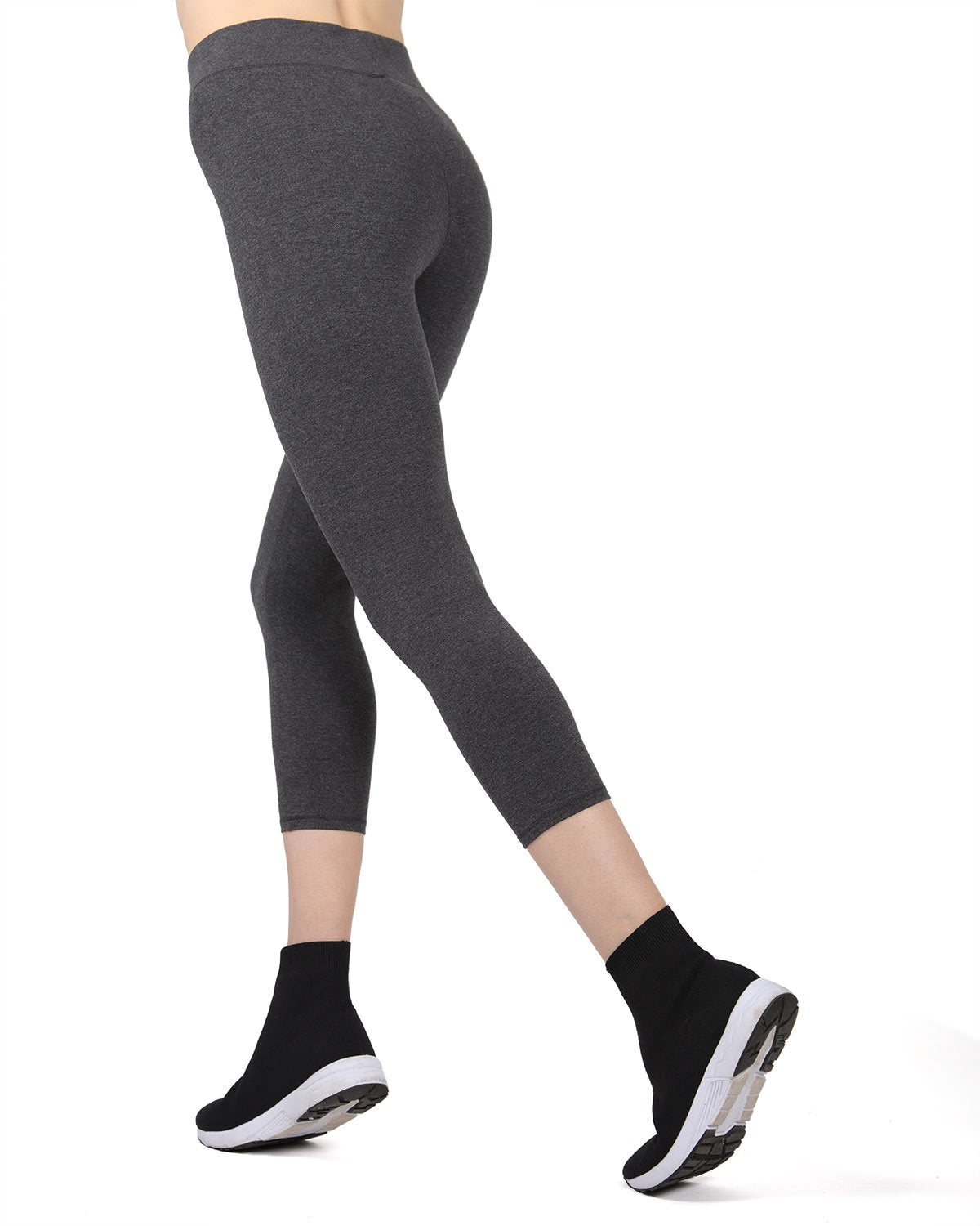 Women's Comfort Cotton Capri Lightweight Leggings : Color: Black