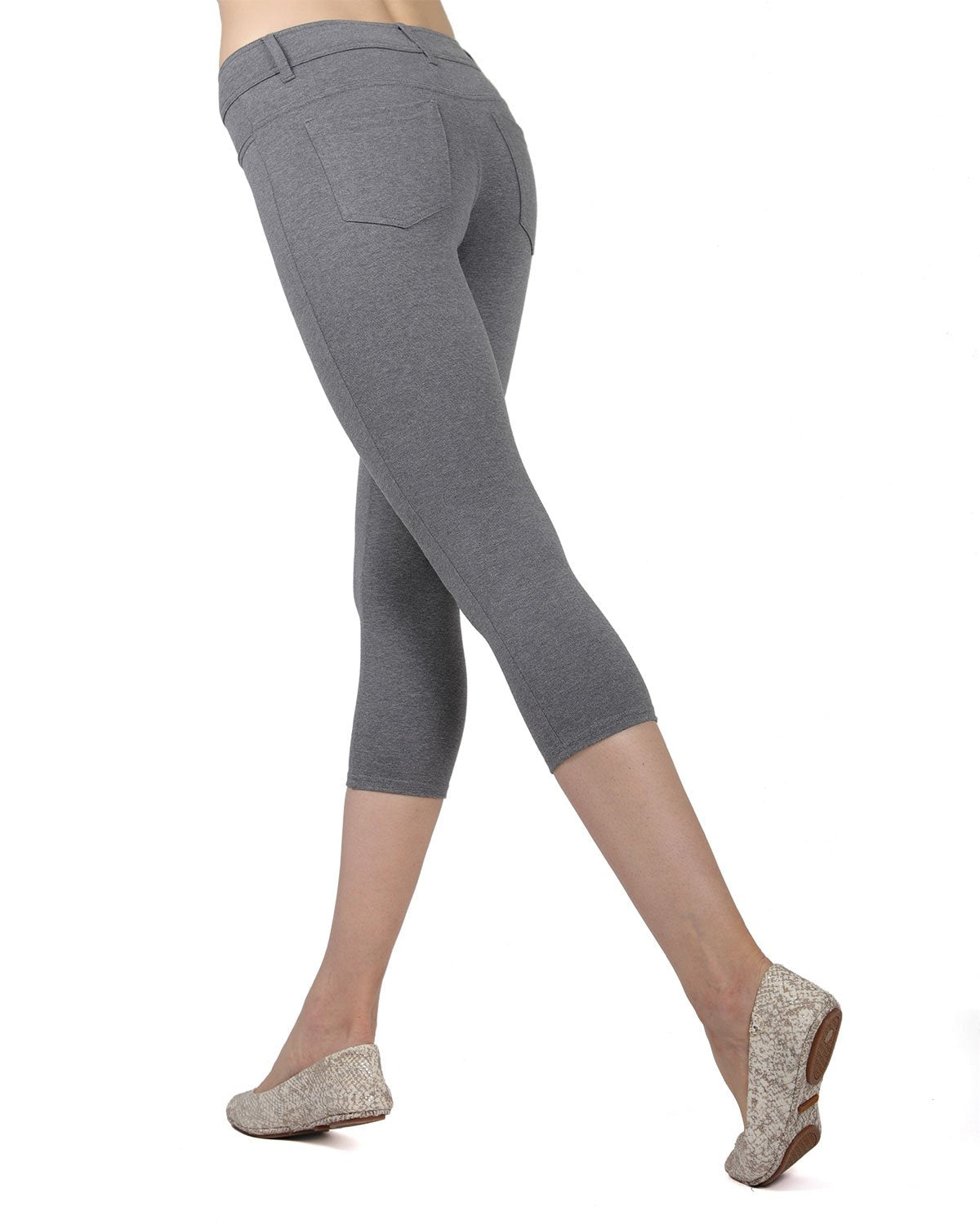 Light Ponte Cotton Blend Capri Leggings : Color: Medium Gray Heather