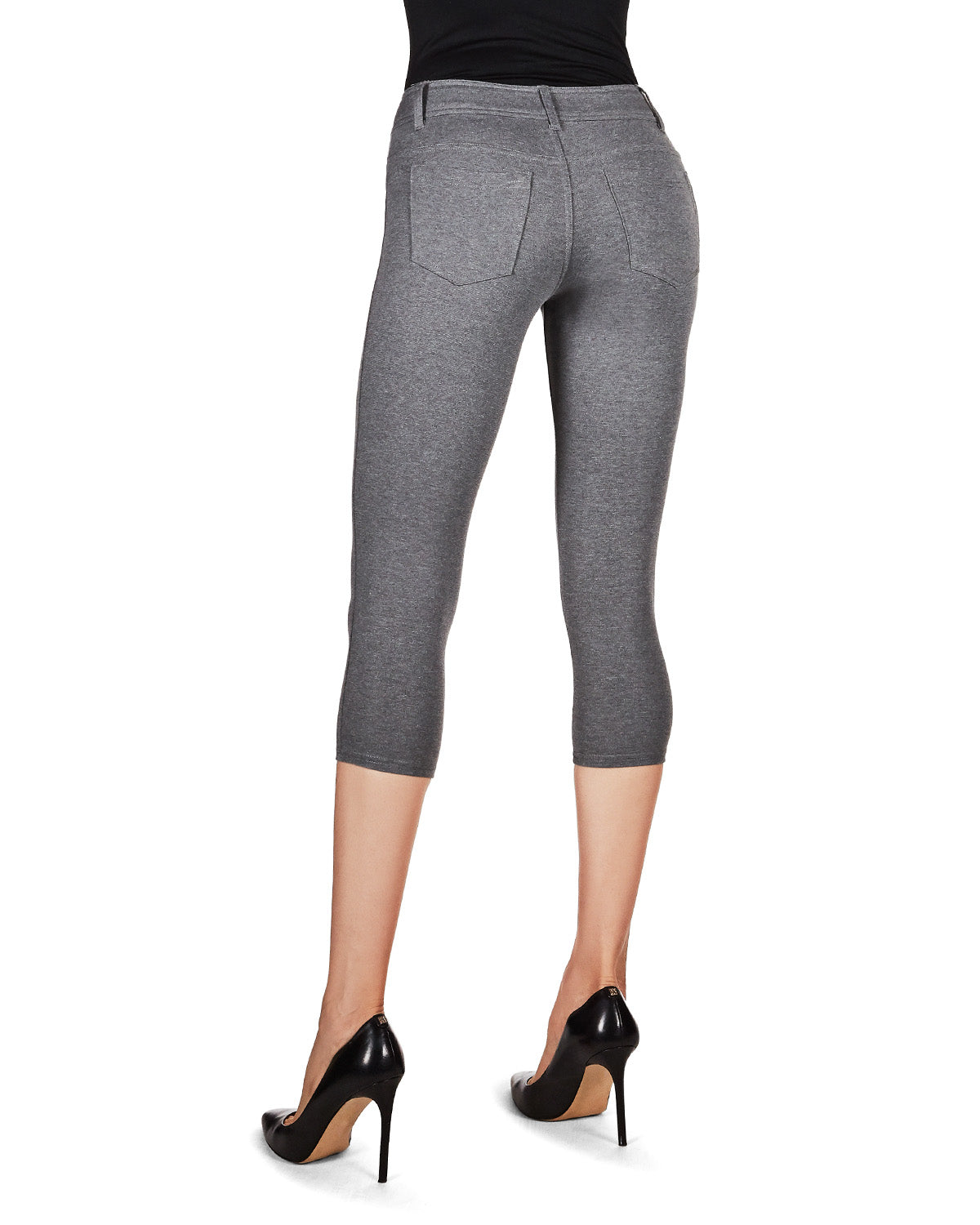 Light Ponte Cotton Blend Capri Leggings : Color: MEdium Gray Heather