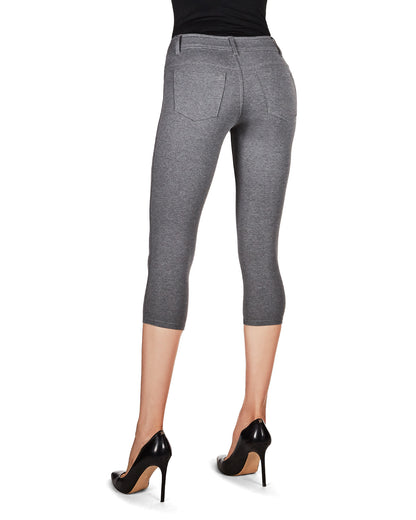 Light Ponte Cotton Blend Capri Leggings : Color: MEdium Gray Heather