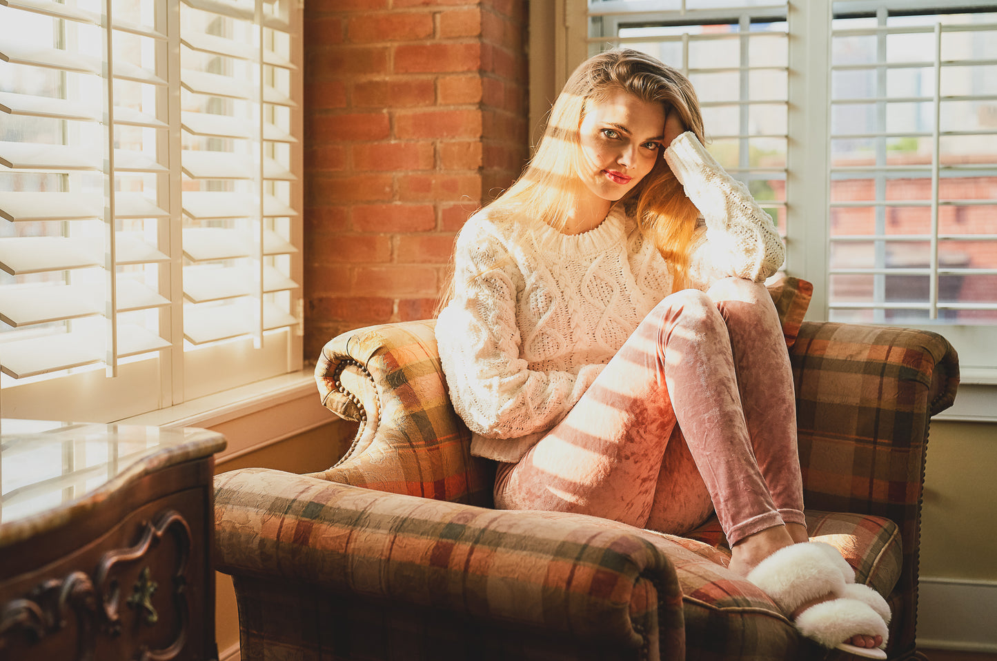 Crushed Velvet Stretch Leggings : Color: Forest Green