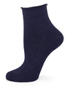 Women's Shimmer Roll Top Shortie Socks : Color: Navy