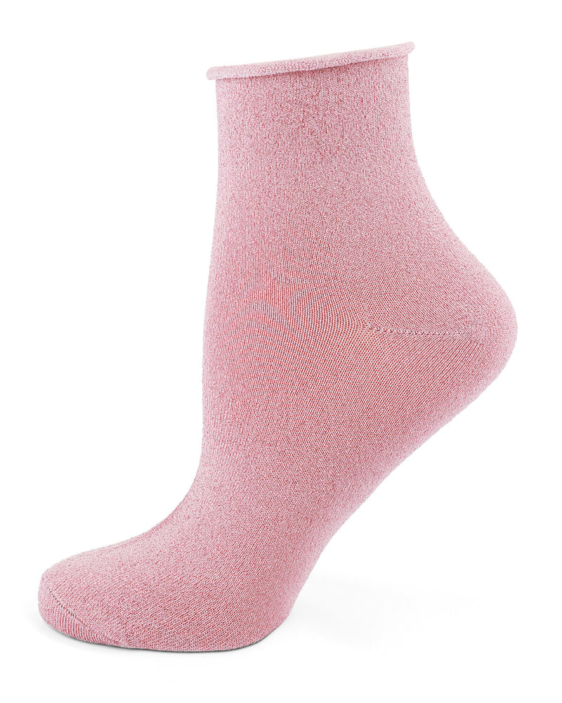 MeMoi Shimmer Roll Top Shortie Sock