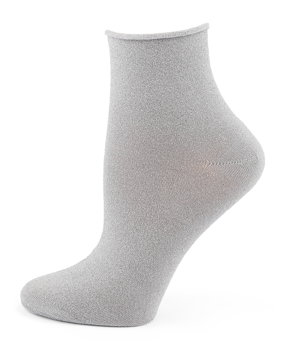 Women's Shimmer Roll Top Shortie Socks : Color: Silver