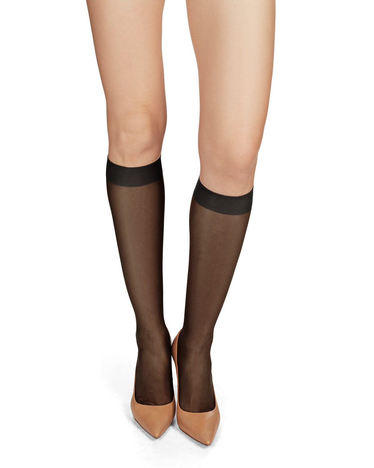 Women's Completely Opaque Knee Highs : Color: Black