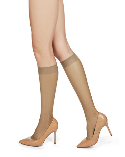 Women's Microfiber Opaque 60 Denier Knee Highs : Color: Bambi