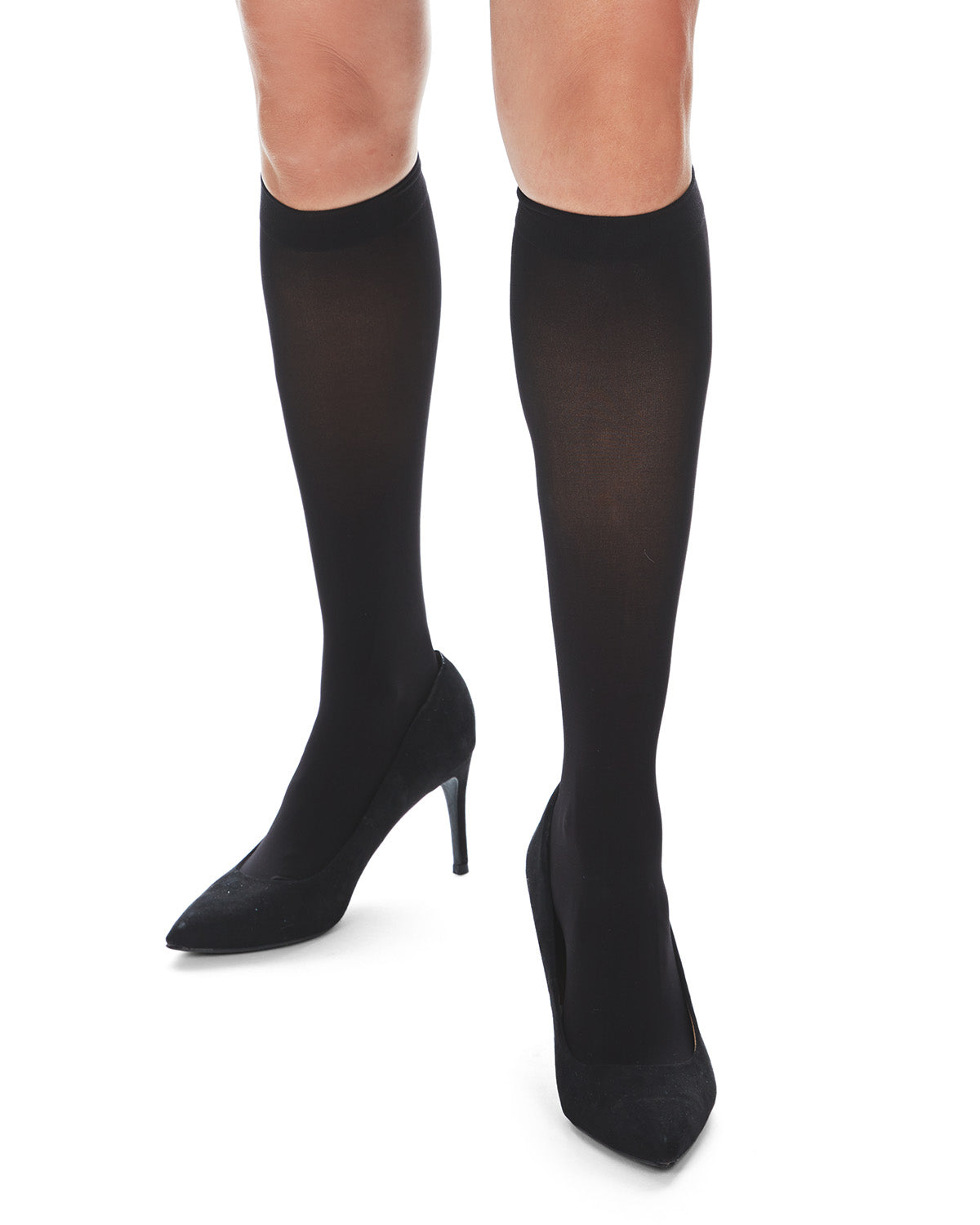 Women's Completely Opaque Knee Highs : Color: Black