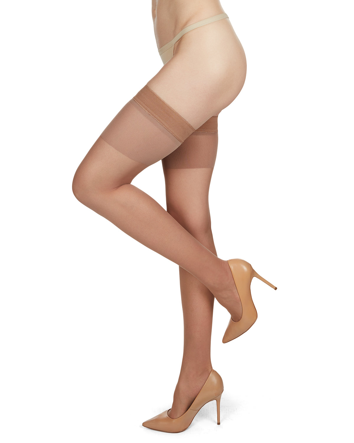 Women's Silky Sheer Nylon Thigh Highs : Color: Honey