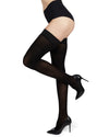 Microfiber Opaque Thigh High Stockings : Color: Black