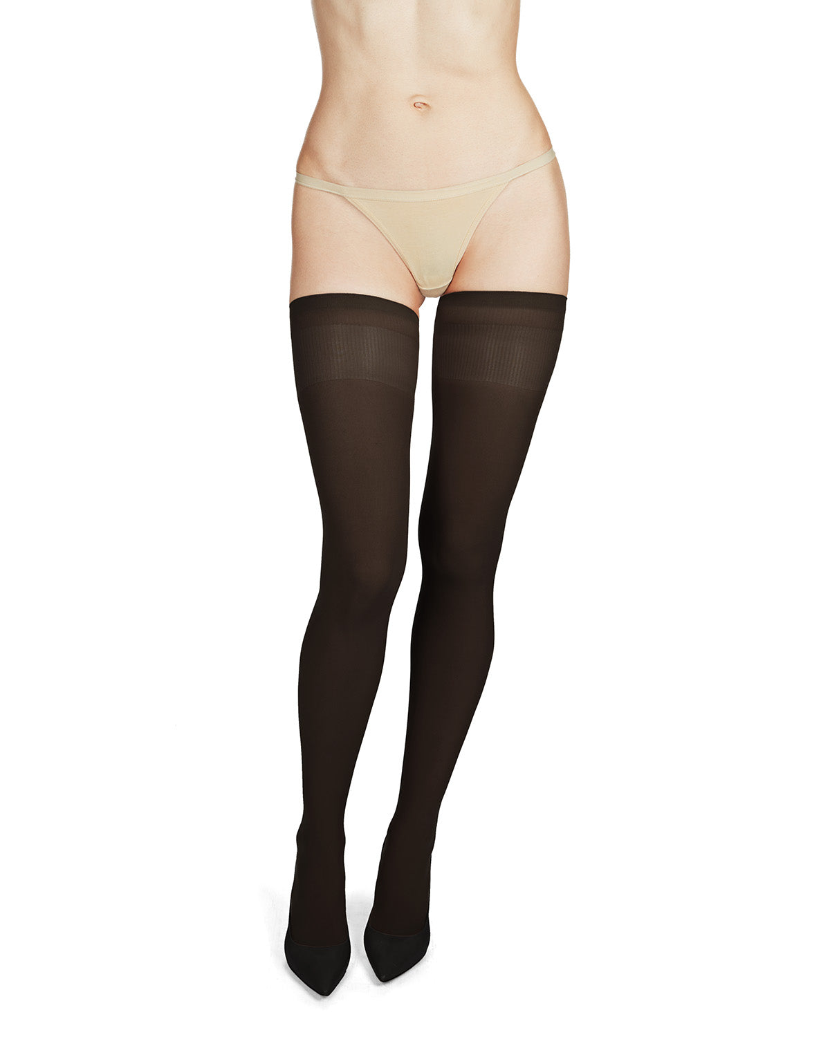 Women's Microfiber Perfectly Opaque Thigh Highs : Color: Black