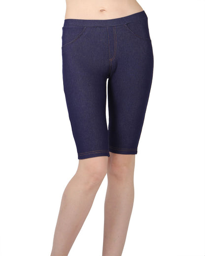 Tepki Denim-Look Bicycle Shorts : Color: Blue Denim