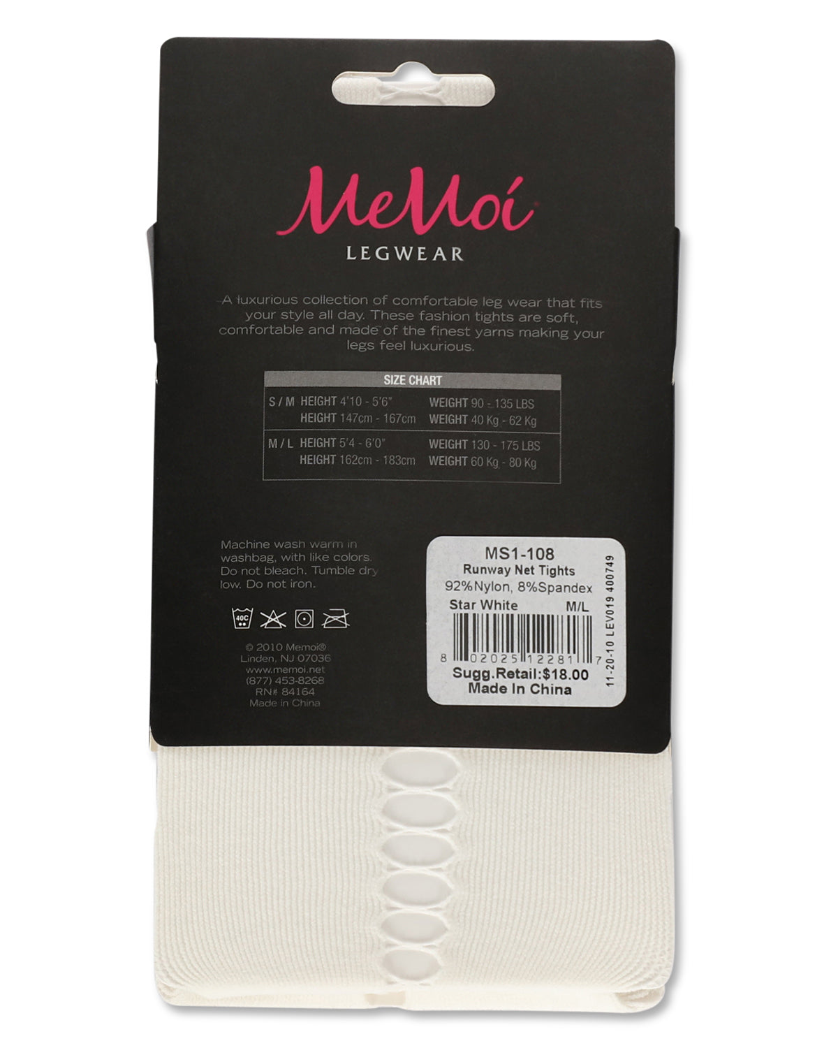 Women's Runway Stripe Netted Nylon Tights : Color: Black