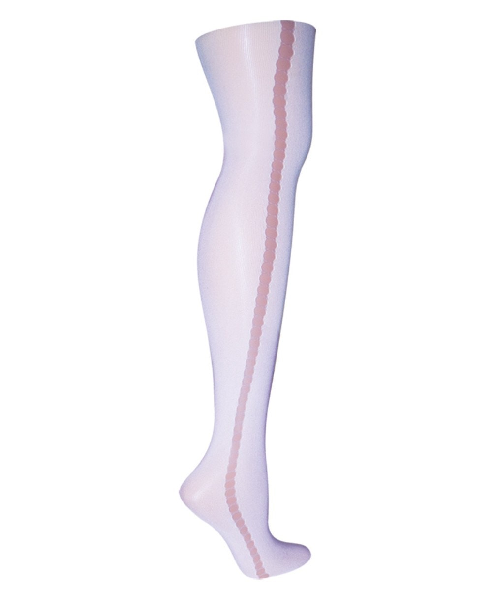 Women's Runway Stripe Netted Nylon Tights : Color: Star White