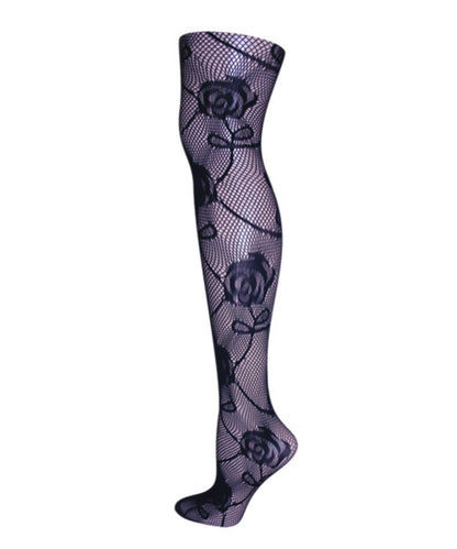 Women's Romantic Rosenetta Netted Nylon Tights : Color: Black